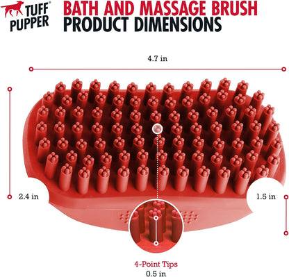 Silicone Dog Bath Brush with Soft Rubber Bristles for Gentle Shampooing and Fur Removal