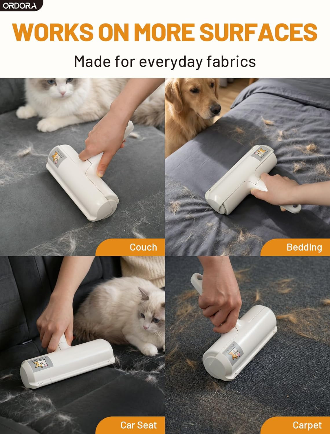 Pet Hair Remover Roller - Eco-Friendly Lint Roller for Pet Hair with Large Collection Bin, Perfect for Upholstery, Bedding, Vehicles, Carpets, and Furniture - No Refills or Batteries Needed