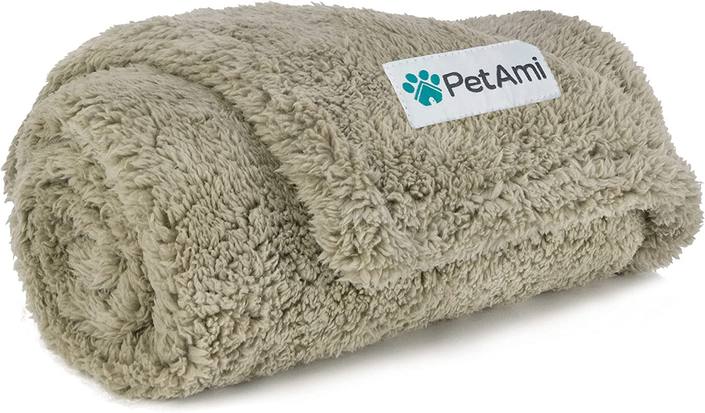Reversible Sherpa Pet Blanket - Waterproof and Washable Furniture Protector for Dogs and Cats (Taupe Camel, 24x32)