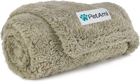Reversible Sherpa Pet Blanket - Waterproof and Washable Furniture Protector for Dogs and Cats (Taupe Camel, 24x32)