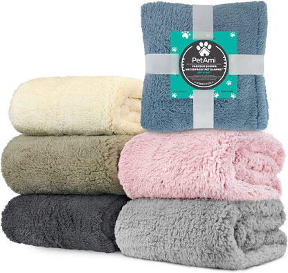 Reversible Sherpa Pet Blanket - Waterproof and Washable Furniture Protector for Dogs and Cats (Taupe Camel, 24x32)