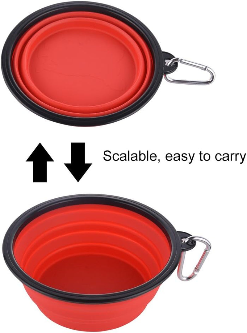 Large Portable Collapsible Dog Bowls - 34oz Foldable Slow Feeder Dishes for Travel, Hiking, and Camping (Set of 2)