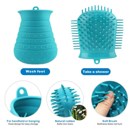Portable Pet Paw Cleaner Cup with Towel - Foot Washing and Grooming Tool for Dogs and Cats (Blue)