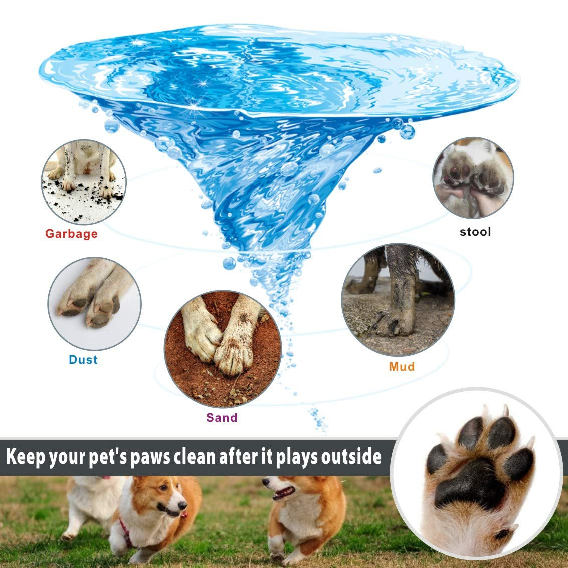 Portable Pet Paw Cleaner Cup with Towel - Foot Washing and Grooming Tool for Dogs and Cats (Blue)